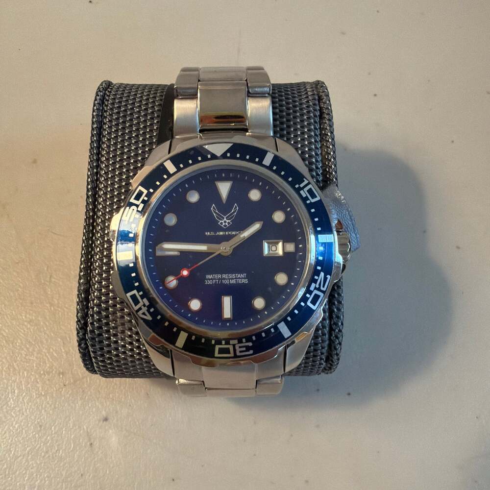 U.S. Air Force Men's Professional Diver Watch with Blue Dial and Stainless Steel